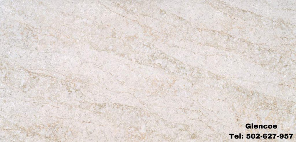 Konglomerat, kwarcogranit Glencoe Technistone Konglomerat kwarcowy kolory Glencoe: beżowy na wzór onyksu z brązowo złotymi żyłkami Glencoe Technistone Blat kuchenny schody czy parapety z koloru Glencoe to unikalne połączenie beżu inspirowanego onyksem z delikatnymi brązowo złotymi żyłkami. Efektowny wzór sprawia, że blat nabiera charakteru luksusowego onyksu, nadając pomieszczeniu wyjątkowego uroku i prestiżu.