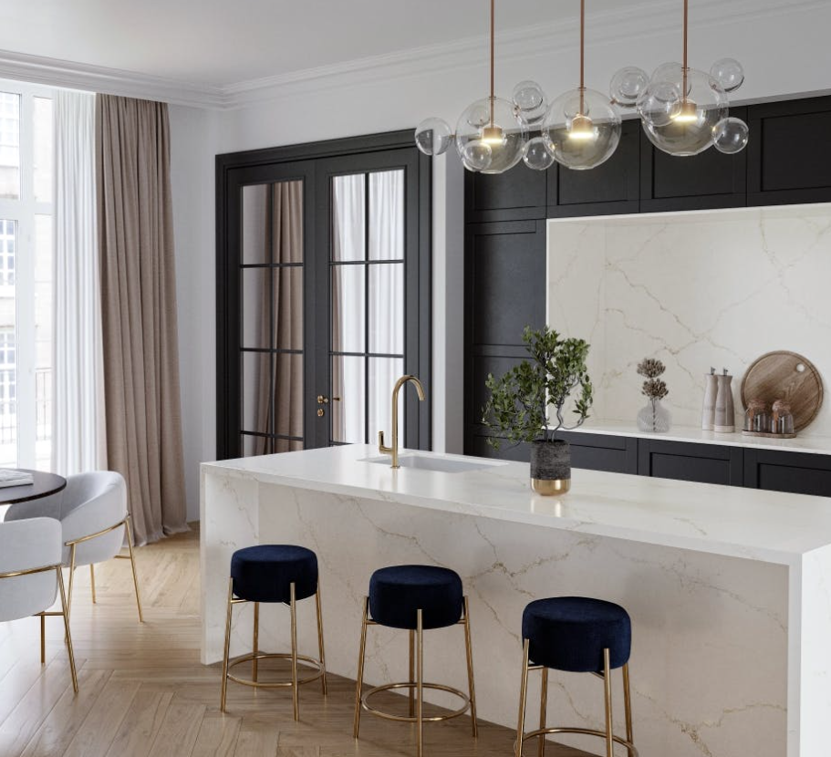 Blaty Kuchenne z konglomeratu  Silestone - Blanc Elysee-merkam-lodz