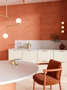 Blat kuchenny i stół z konglomeratu Technistone Elysian Gold