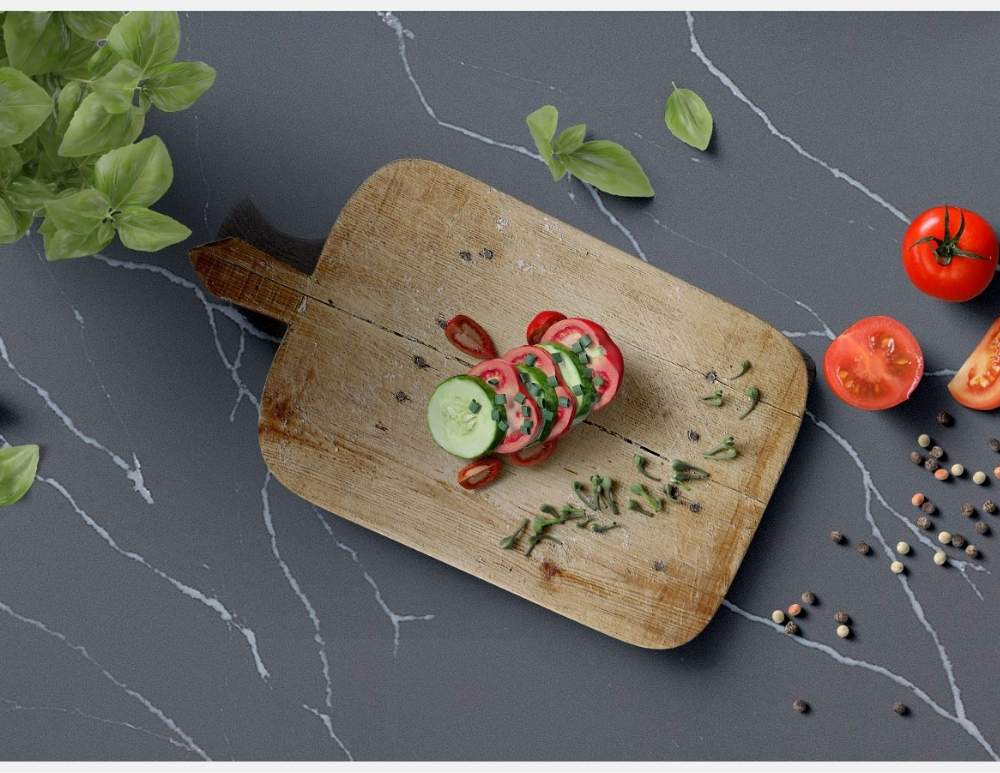 Porównanie blatów kuchennych premium SiQuartz vs. marmur, który blat zachwyci luksusowym efektem GRIS MARQUINA. Blat kuchenny ciemnoszary z jasnymi żyłkami. Konglomerat kwarcowy GRIS MARQUINA opinie. Ciemny blat kuchenny do jasnych szafek. Kuchnia w kolorze grafitowym z jasnym blatem. Blat z konglomeratu na wymiar