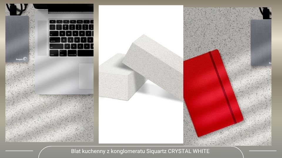 Blat kuchenny z konglomeratu Siquartz CRYSTAL WHITE