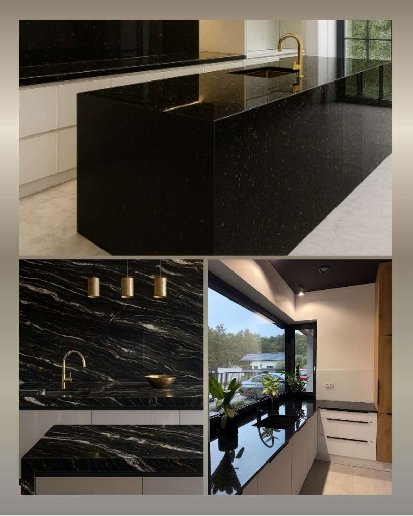 Czarne blaty kuchenne z granitu