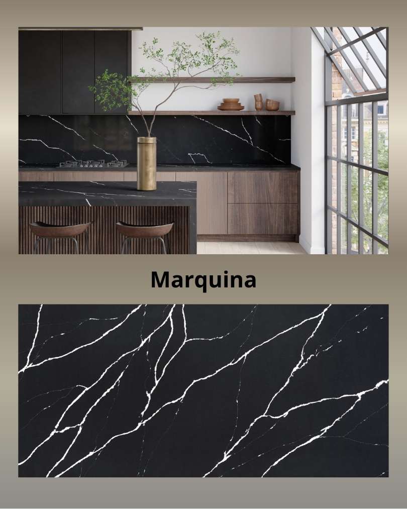 Czarne blaty kuchenne z konglomeratu Siqiartz Marquina