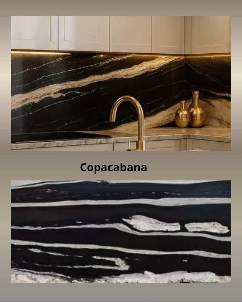 Czarne blaty kuchenne z kwarcytu naturalnego Copacabana