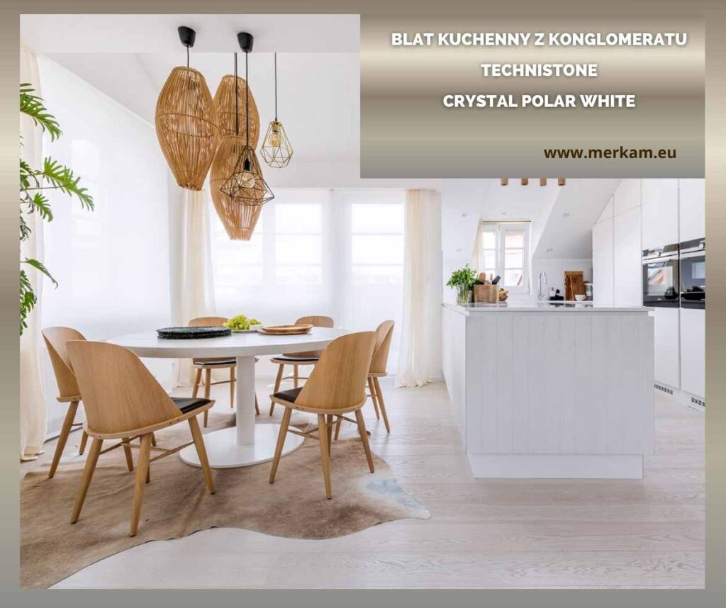 Blat kuchenny z konglomeratu Technistone Crystal Polar White.