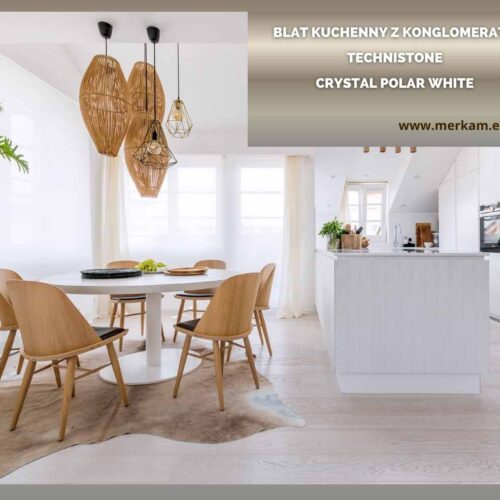 Blat kuchenny z konglomeratu Technistone Crystal Polar White.