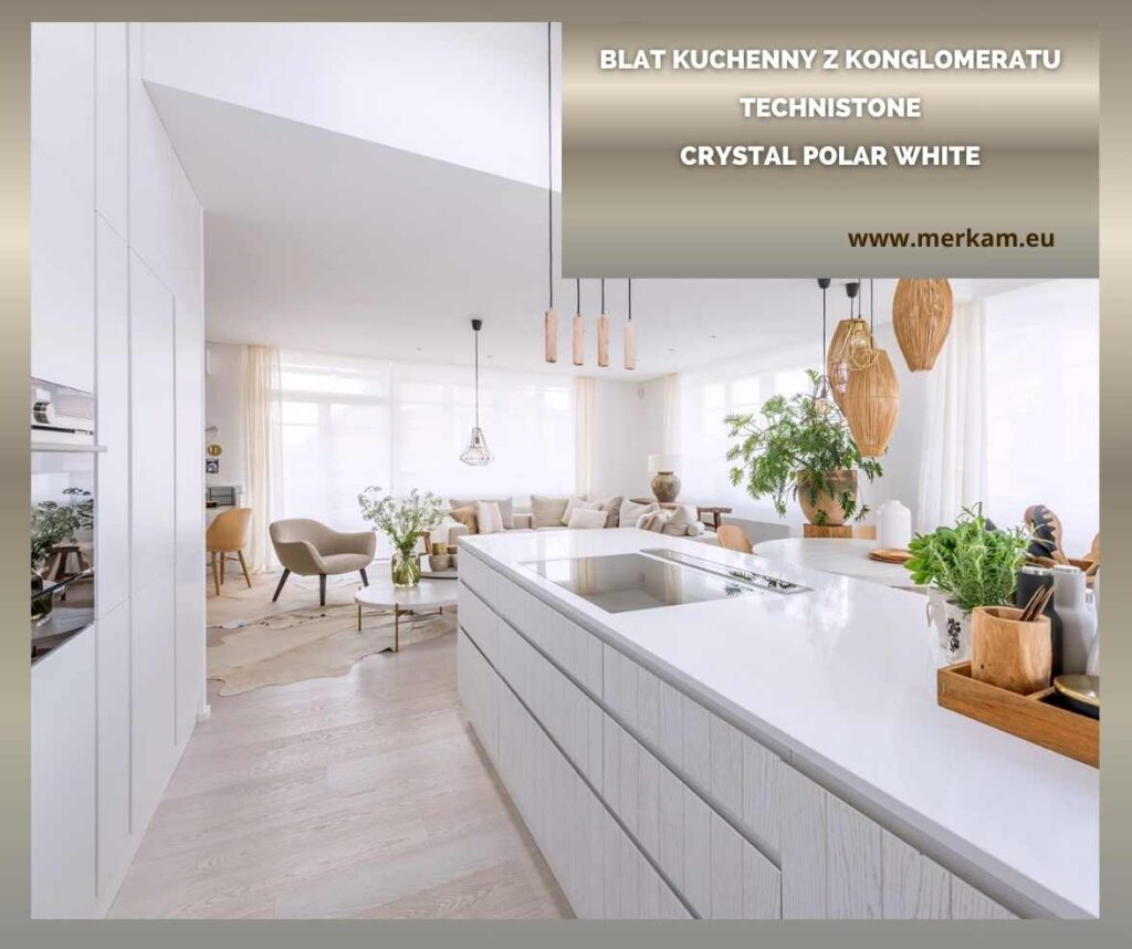Blat kuchenny z konglomeratu Technistone Crystal Polar White.