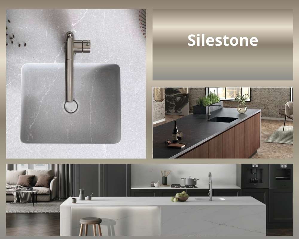 Blaty Silestone Łódź | Montaż w bloku: Calacatta Ethereal Glow, Silestone Desert Silver, Silestone Corktown Blaty Silestone Łódź – Cena