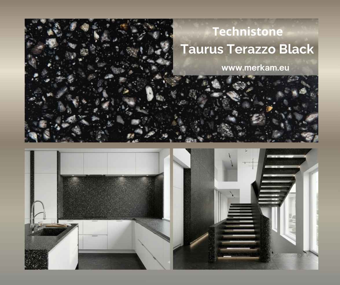 Technistone Promocja Łódź 2026 – Taurus Terazzo Black – 30 % Merkam. Dystrybutor Technistone Promocja Łódź 2026 – Taurus Terazzo Black