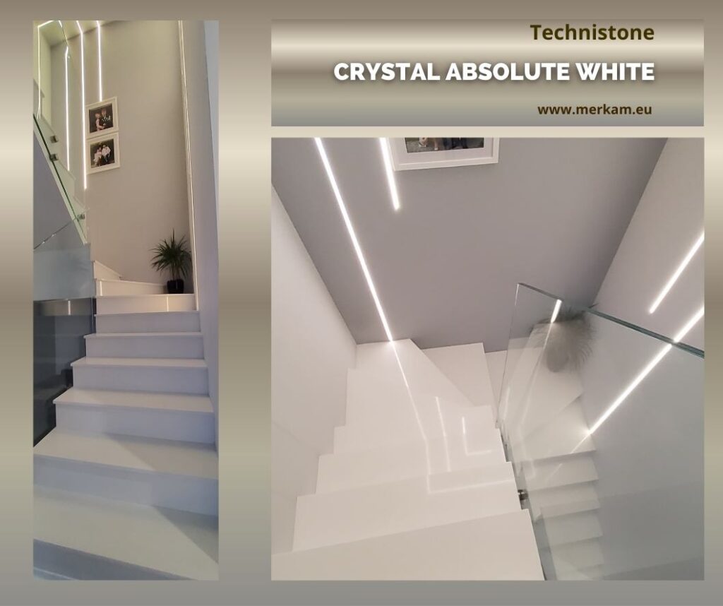 Technistone gdzie kupić w Łodzi Blat kuchenny Technistone Crystal Absolute Whitet. Montaż Merkam