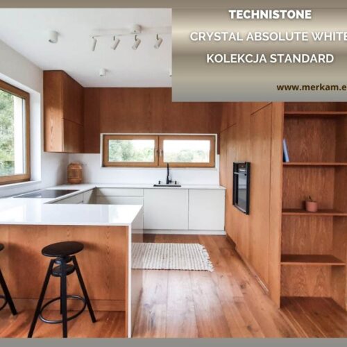 Blat kuchenny z konglomeratu Technistone Crystal Absolute White