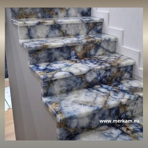 Schody z kwarcytu naturalnego Crystal Blue Łódź