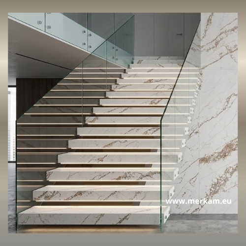 Schody z konglomeratu Technistone Bronze Coast Łódź