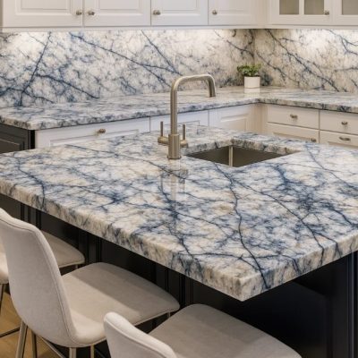 Blat kuchenny z kwarcytu naturalnego Cristallo blue