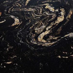 Granit Titanium, czarny kamień naturalny z metalicznymi złotymi i srebrnymi żyłkami, blat na wymiar, Schody, parapety, okładzina ścienna Merkam