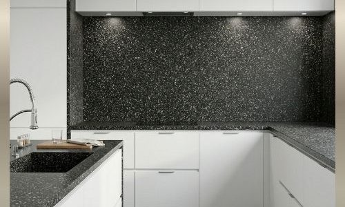 Wyprzedaż blatów kuchennych z konglomeratu Technistone Taurus Terazzo Black – mat