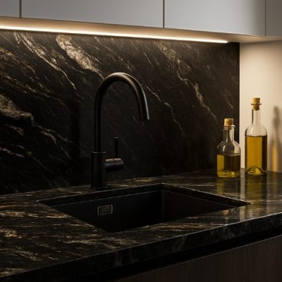Blat Kuchenny z granitu Cosmic Black